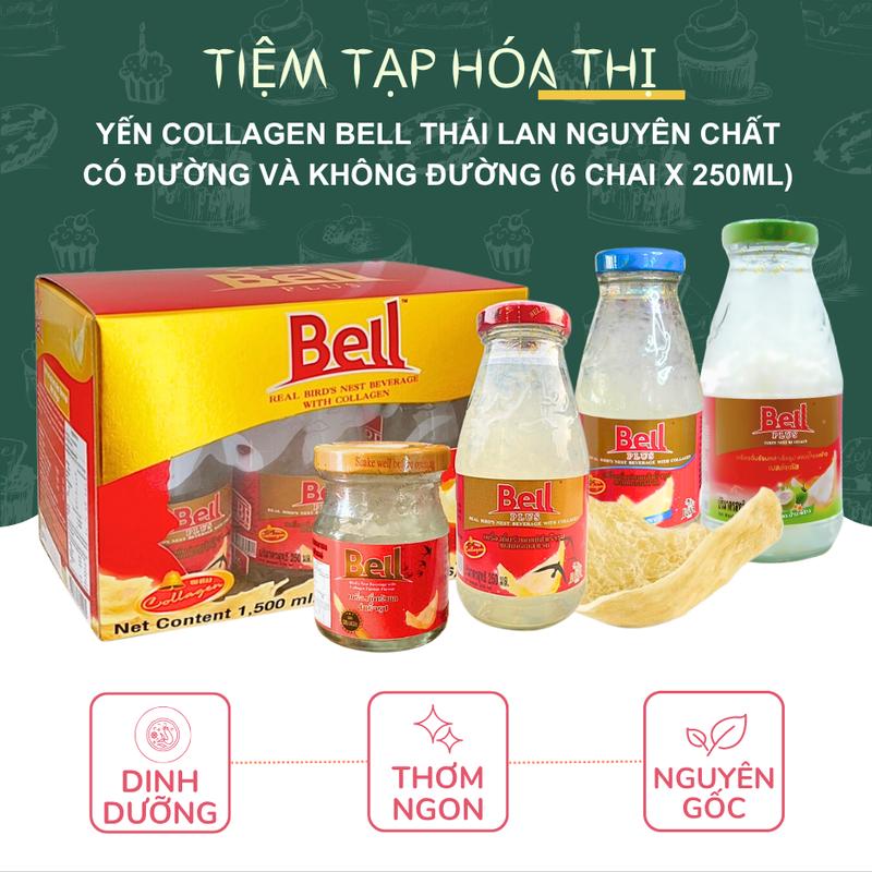  Nước Yến Sào Collagen Bell Thái Lan Nguyên Chất  6 chai x 250ml  Xylitol Yến Nước Dừa Thơm Ngon 