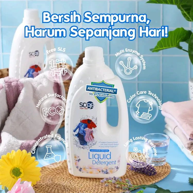CNI Sc88 Detergent Sabun Cair dan Bubuk Pakaian Pemutih dan Penghilang Noda (1kg/800ml) Cuci Laundry Liquid Deterjen 4