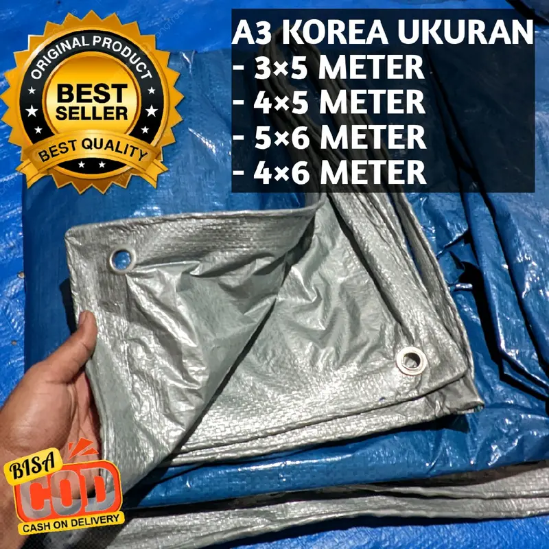 TERPAL WATERPROOF UKURAN 3×5, 4×5, 5×6, 4×6 JEMURAN MULTIFUNGSI BISA DI PAKAI KEMBALI ANTI JAMUR, TAHAN PANAS DAN HUJAN a12 Tali 0