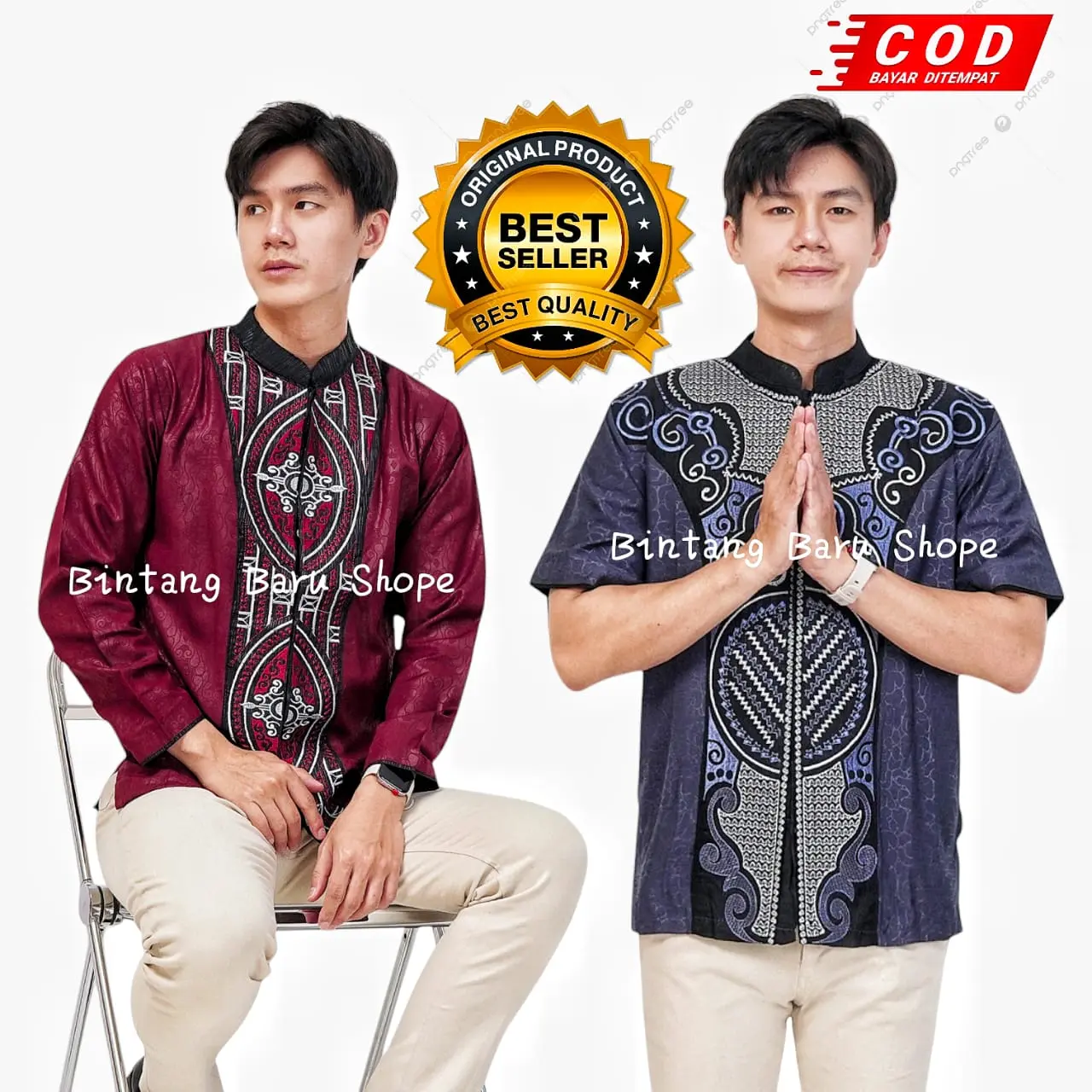 Koko Kemeja Batik Premium Lengan Panjang/Lengan Pendek Muslim Full BordiL
