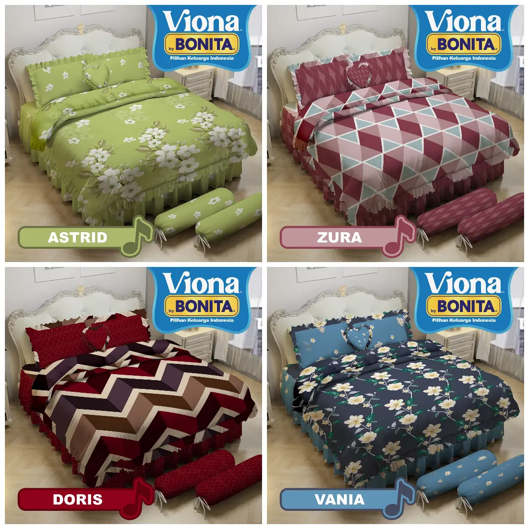 [NEW] VIONA By Bonita BED Cover Set Sprei Rumbai King Uk.180x200 Tinggi 25 cm