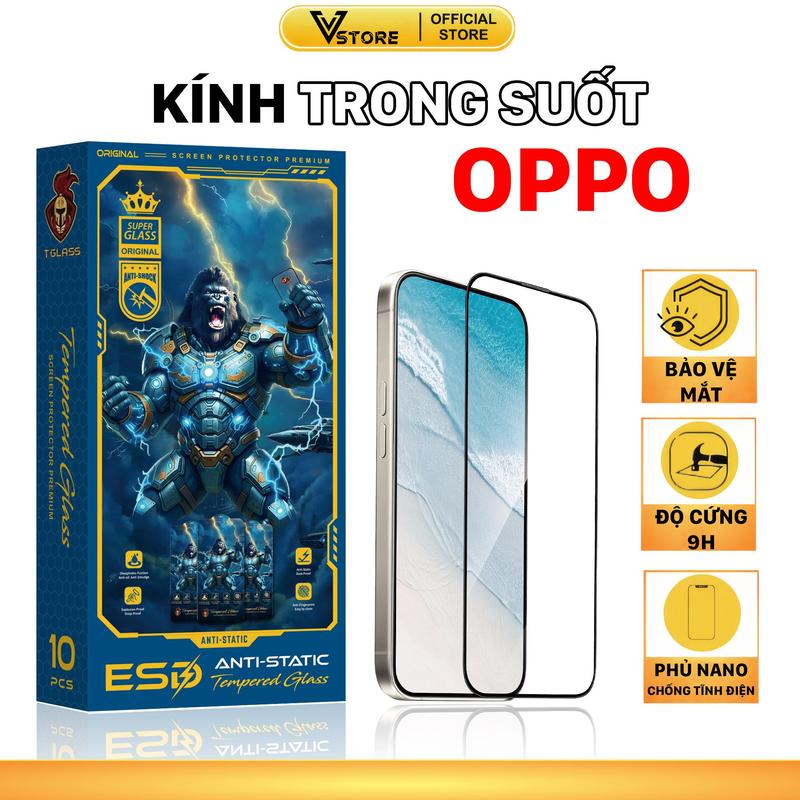 Kính cường lực cho oppo reno 2 3 4 5 6 7 8 9 10 11 12 13 14 14f 13f 11f 12f 2f 2z 4se 4f 4z 5f 5z 6z 7se 7z 8t 8z pro lite 4g 5g pro+ kingkong phủ nano chống xước cao cấp chống ánh sáng xanh Vstore Phụ Kiện