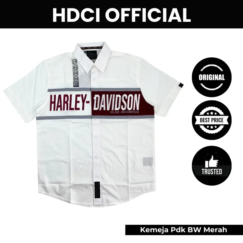 Kemeja Pendek BW Merah HD Club Indonesia Official Merchandise 1
