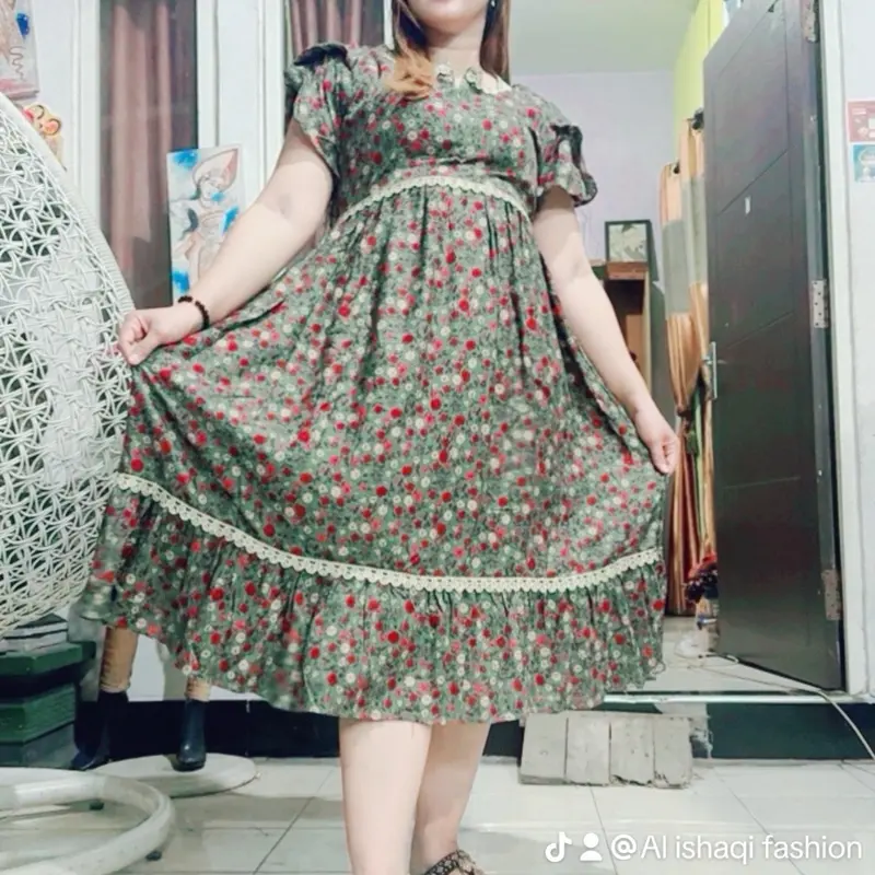Daster cinta bisui wanita Pendek  lengan rempel LembutDress Rayon Santai 7