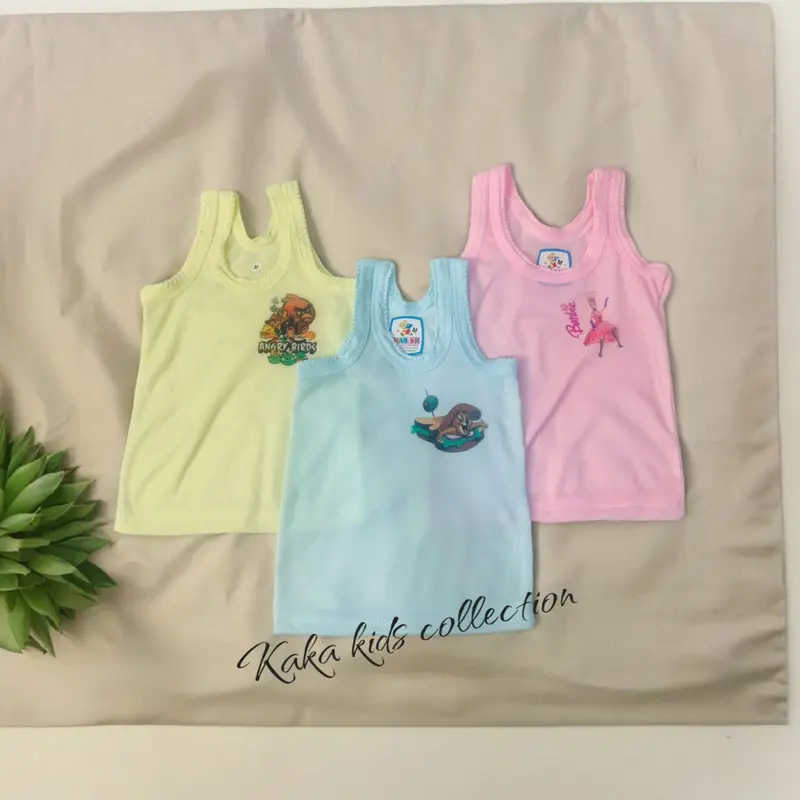 PAKET 12 PCS 6 PCS Singlet Kaos sangsang Dalam Anak laki laki dan Bayi Unisex Bahan katun Umur 0 - 5 Tahun Biru Kuning Perempuan Cewek Cowok 6