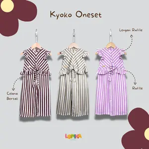 KYOKO - Oneset Celana Panjang Rayon Premium  + Atasan Ruffle Premium Anak Perempuan Balita Baby Newborn 0-9 tahun Premium Cantik - Lopika