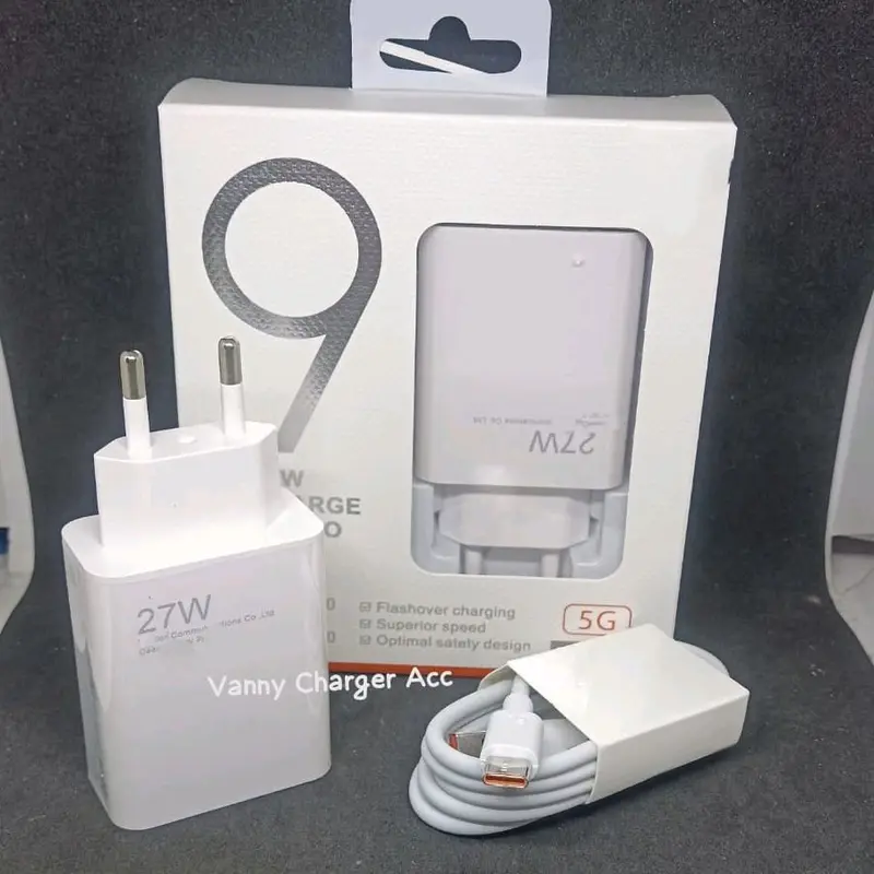 Charger Xiomi ORIGINAL Mi9 27W Micro USB & Type C Fast Charging Casan HP Xiomi Pengisian Cepat White Cable 1