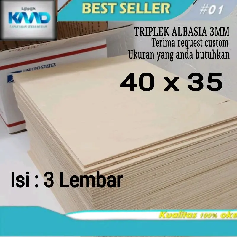 Lk - triplek  3mm albasia 40 x 35 isi : 4 lembar multiplek potongan bahan kerajinan tangan siap pakai