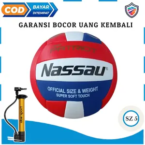 Bola Voli Nassau Murah Empuk Tidak Panas Bonus Pompa Volley Ball Outdoor