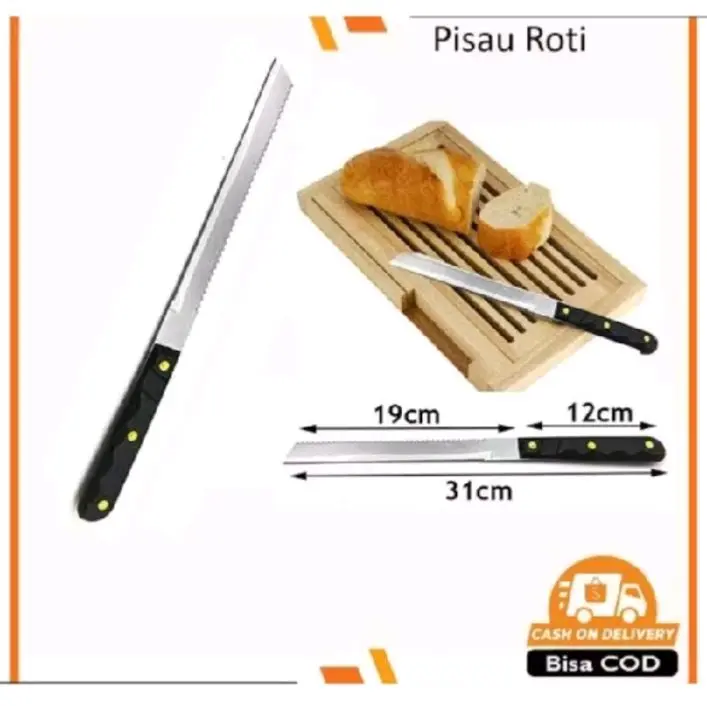 2 PCS PISAU ROTI PANJANG 2 SISI BERBEDA BAHAN STAINLESS