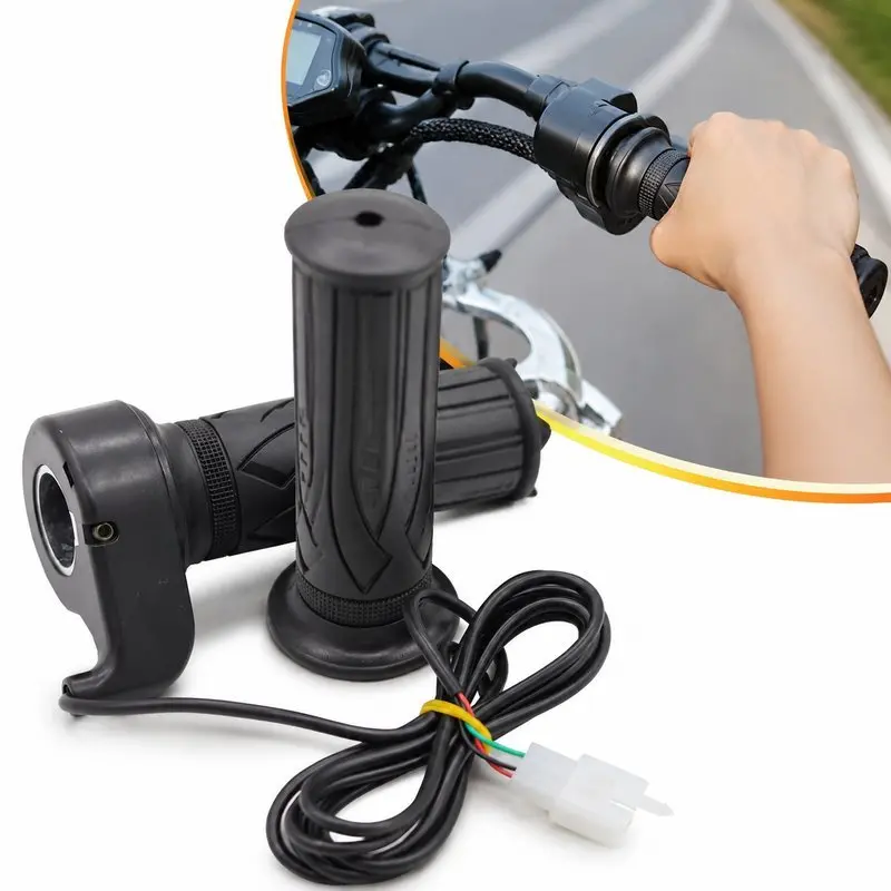 Handle Gas 3 Kabel Hall Set Kanan Kiri Hitam 24V/36V/48V Socket Putih Sepeda Listrik 3 Pin