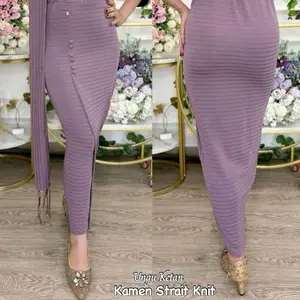 ￼Kamen Jadi Knit Strait + Slendang / Rok knit Set Slendang / Kamen Bahan Strait Panjang Bawahan Melar Wanita Slit