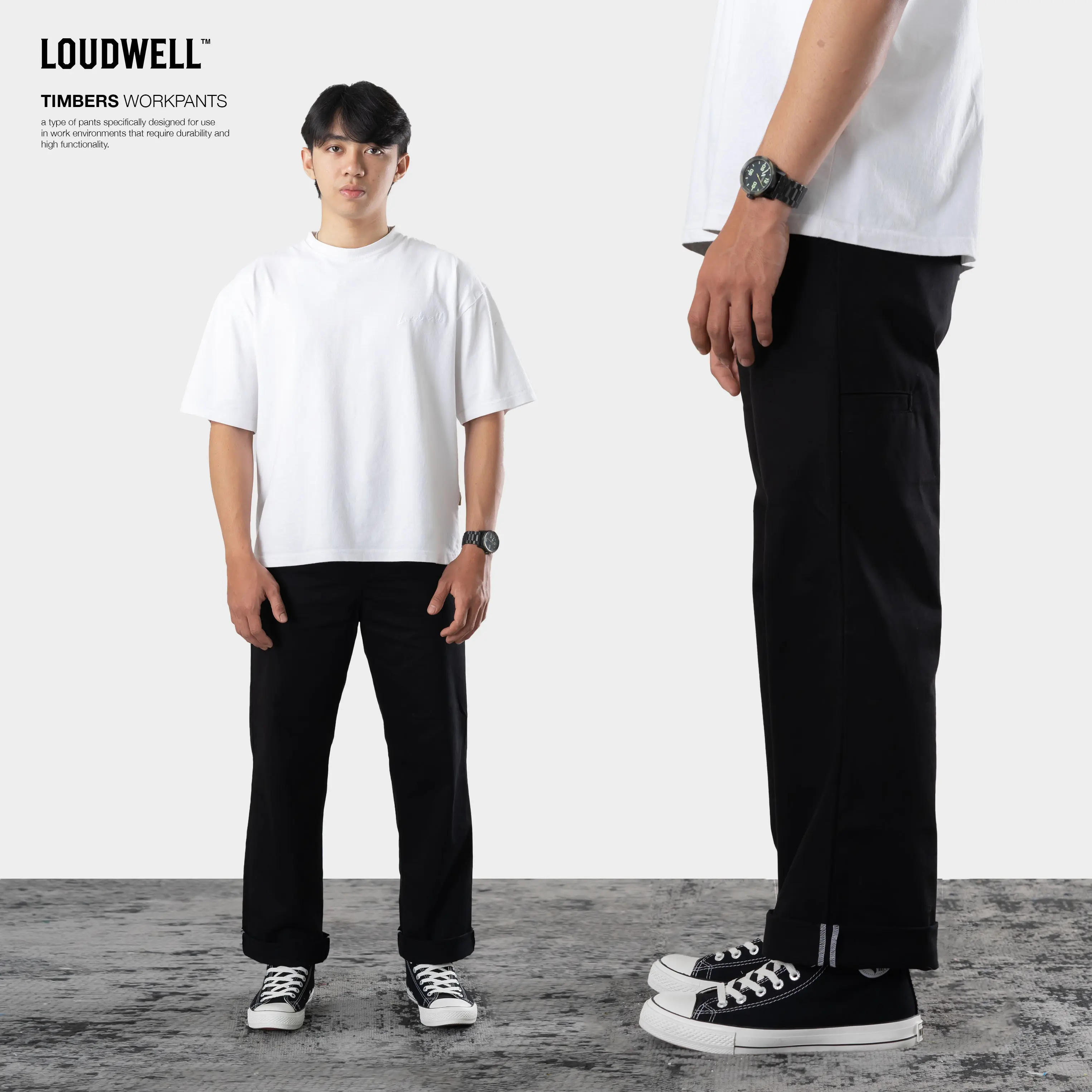 Celana Chinos Panjang Reguler Cut Loudwell Timbers Black untuk Pria - Formal Hitam