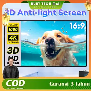 Layar proyektor lipat Layar Proyektor HD Anti-light Ambient Screen Curtain 84 Inch 100 Inch 120 Inch Portable Outdoor Office Movies Screen Layar proyeksi anti-silau definisi tinggi, layar gaming