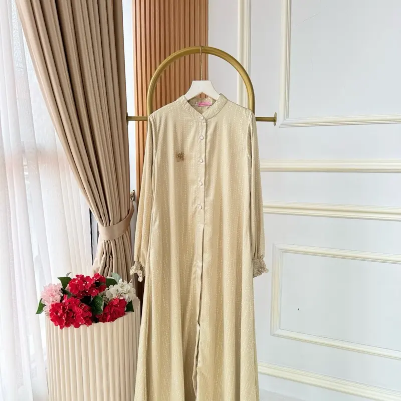 NNfashion ~ RAISA DRESS ~ Gamis Wanita Muslimah Casual Formal elegan adem nyaman motif kancing Panjang 2