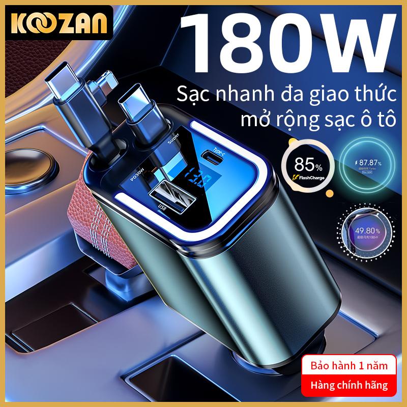 Tẩu Sạc Nhanh ô tô 180W 5-in-1 Bộ sạc xe hơi USB Type-C Lightning for Samsung Huawei ip Phụ Kiện Kết nối Bluetooth với điện thoại nghe nhạc thoải mái