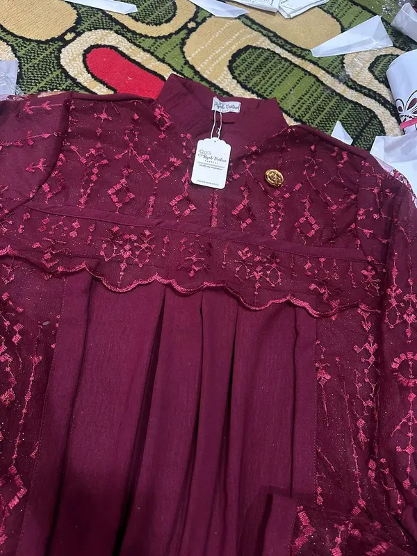 Zhafira Dress Gamis Terbaru 2023 Crinkle Mix Brukat Tile Viral Kekinian Muslim Wanita Airflow Mewah 8