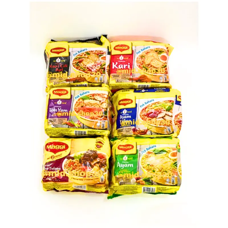 Mie Kuah Instant Malaysia MAGGI 1 bungkus kecil/Maggi Mie Malaysia | Maggi Curry Noodle/Maggi Mie Instant malaysia / asam laksa / Tomato Delight / kari / tomyam / pedas giler ayam bakar / kari cili api Food Instan Bawang Goreng 4