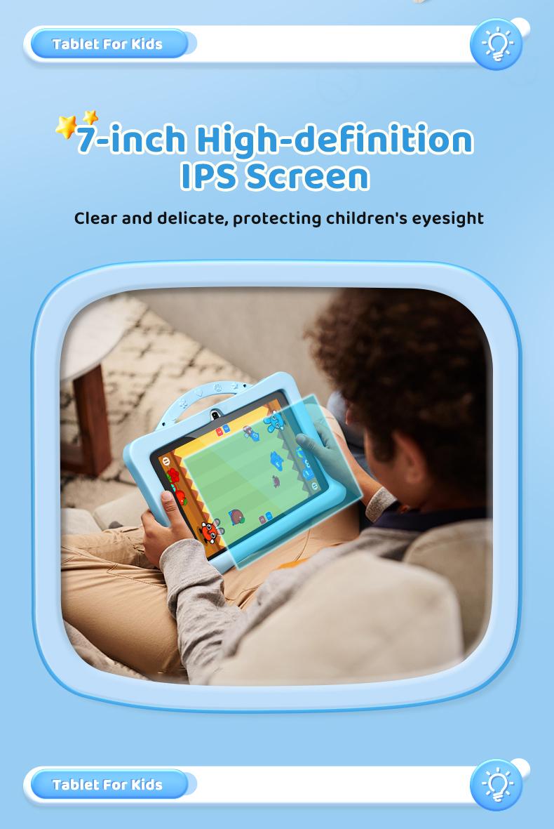 Product Introduction of 【kimmera】（Tablet for kids 7 inches Android）Laptop children's tablet,Educational ipad, 4GB+128GB WiFi Learning Tablet Android Listening, Music, Puzzle games, Baby Play Bayi 7-inch Screen Device Electronic Mic Silicone Ram Chrismas gifts xmas Christmas 10