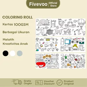 FIVEVOO Kertas Mewarnai Roll/ Kertas Mewarnai Jumbo Roll/ Coloring Roll Paper/ Coloring Paper Roll/ Color Book