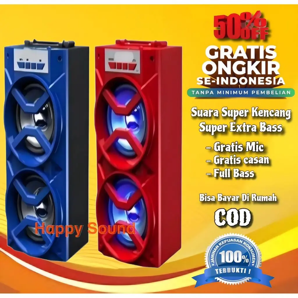 TERLARISS Speaker Bluetooth Karaoke Free Mic Extra Bass Suara Bersih Murah/Spiker Aktif Music Wireless/Salon Polytron Sx