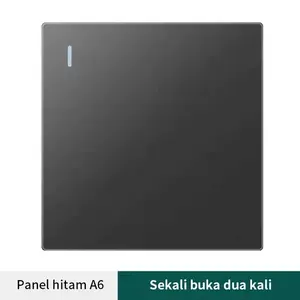 JK SPACE Sakelar/CETEKAN Lampu 1 Gang 2 Arah Panel A6 Hitam Dua Terbuka Ganda Material PC Tahan Api & Tembaga Terintegrasi