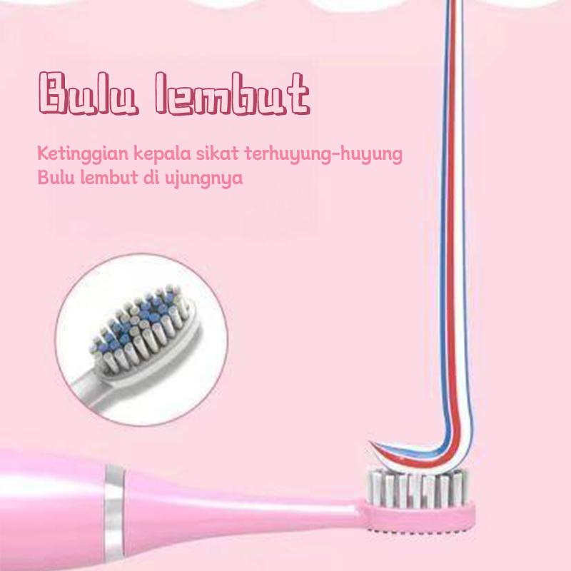 [PGS] Sikat gigi elektrik anak bentuk kartun sangat lucu bulu lembut untuk melindungi gusi  Getaran frekuensi tinggi efektif membersihkan kotoran di sela-sela gigi  Ini adalah penolong yang baik untuk menyikat gigi bayi 4
