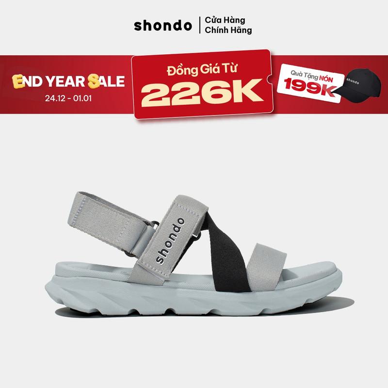  Giày Sandal Nam Nữ SHONDO F6 Sport Thời Trang Nhẹ Êm Đi Học Đi Làm Đế Cao 3cm Màu Xám Đen F6S2011 