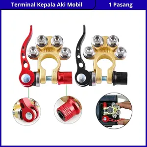 Terminal Baterai Mobil 2pcs dari Tembaga Murni dengan Klem Aki Accu Arus Stabil