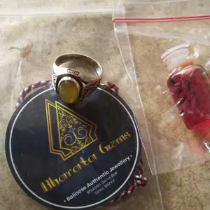 CINCIN YELLOW SAPPHIRE T4NZANIA ORI/NATURAL by BHARATA GEMS BALI w/Balinese Rings Kembang Cina