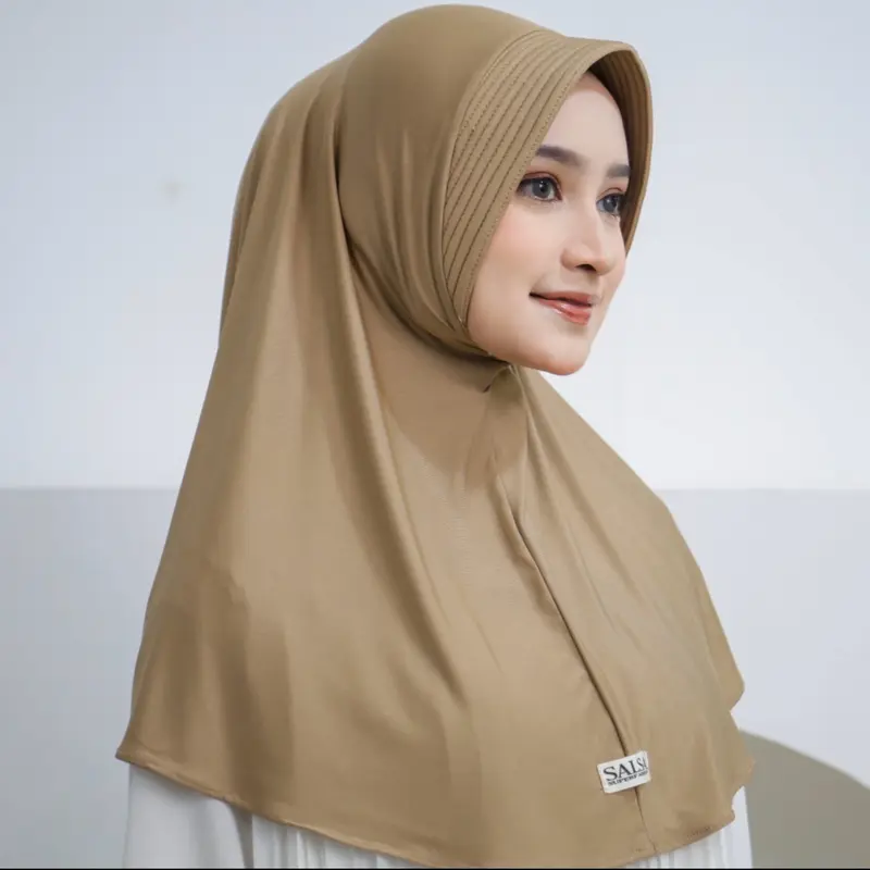 Bergo Hamidah Size M Jilbab Sekolah Pet Anti Tembem Cantik Lembut Nyaman Spandex Tebal Muslim Kerudung Instan High 1