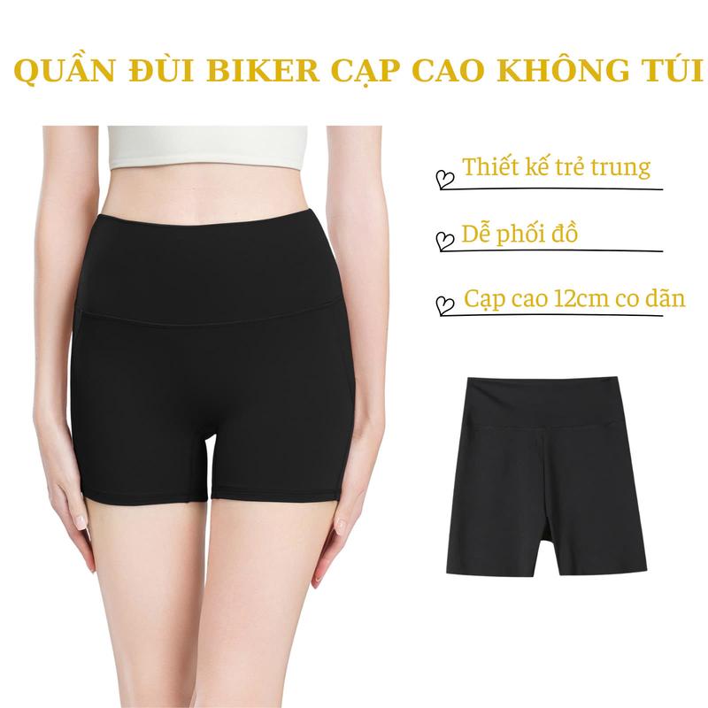  Quần Short Nữ Cạp Cao Định Hình - Quần Đùi Biker Sport Cạp Cao Ôm Fit Body Co Dãn 4 Chiều Thấm Hút Mồ Hôi Legging Không Viền May Hách Eo Tôn V3 Cạp 12cm Thể Thao Đạp Xe Tập Gym Thể Dục QĐ005 