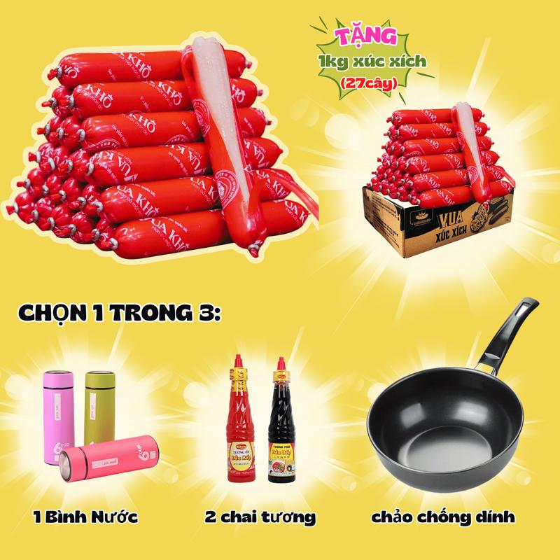 MUA 1 TẶNG 2 MUA 1KG xúc xích ăn liền Vua Khô SIZE 35gr cây = 27 cây kg TẶNG 1KG xúc xích + 1 bình đựng nước - Đồ ăn vặt snack Food ăn liền Thức Ăn ăn liền xúc xích tiệt trùng đồ ăn nhẹ khô