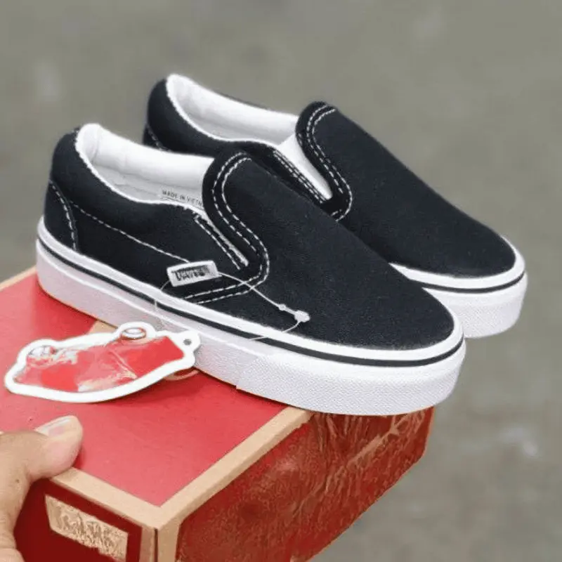 Sepatu Anak Laki Laki Perempuan – Model Slip On Polos Warna Pink Hitam – Unisex Size 16-35 3