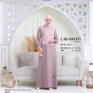 Gamis Larashati Dress Dusty Rose, Pale Green, Purple dan Army By Lubi Fashion