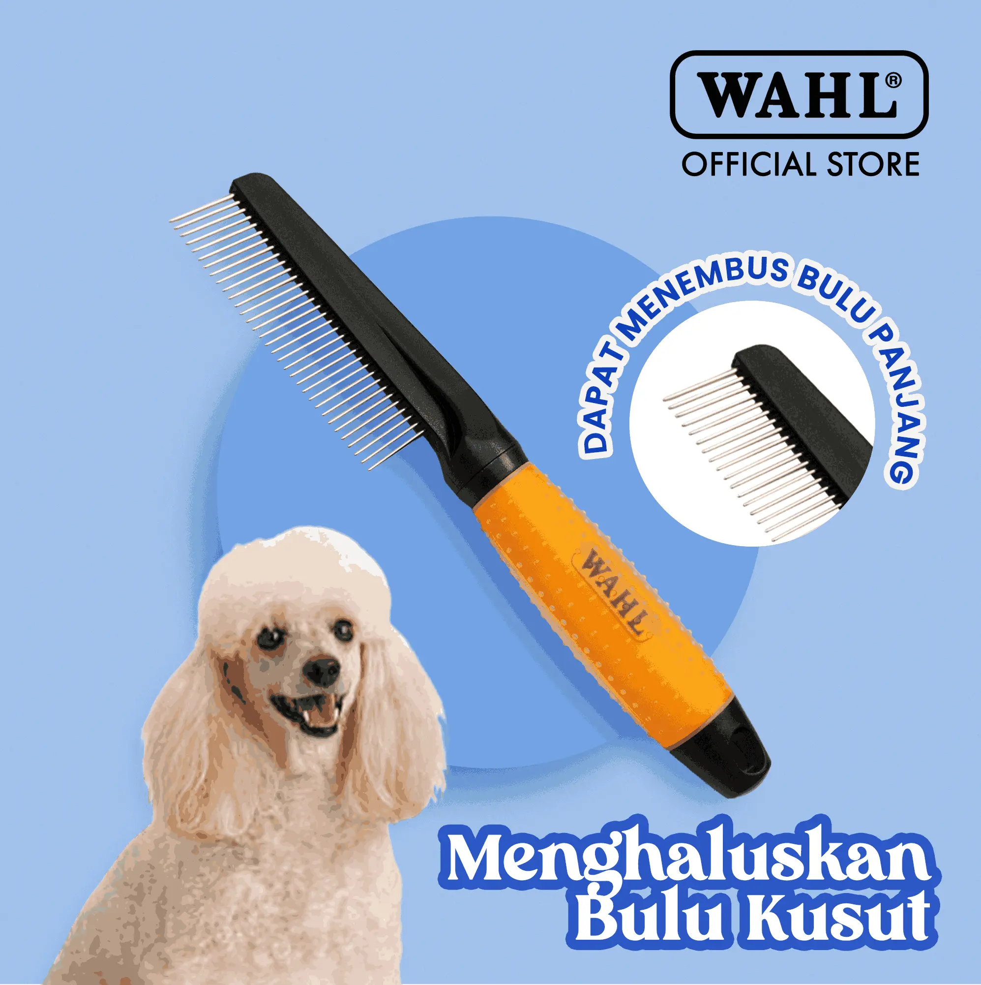 Wahl Dog Grooming Comb – Sisir Anjing, Alat Grooming, Sisir Perawatan Anjing
