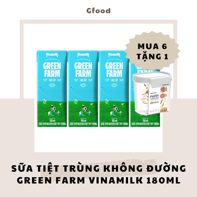 [MUA 6 LỐC TẶNG 1 HỘP MATSU] Vinamilk Sữa Tiệt Trùng Không Đường Green Farm Lốp 4 Hộp 180ml