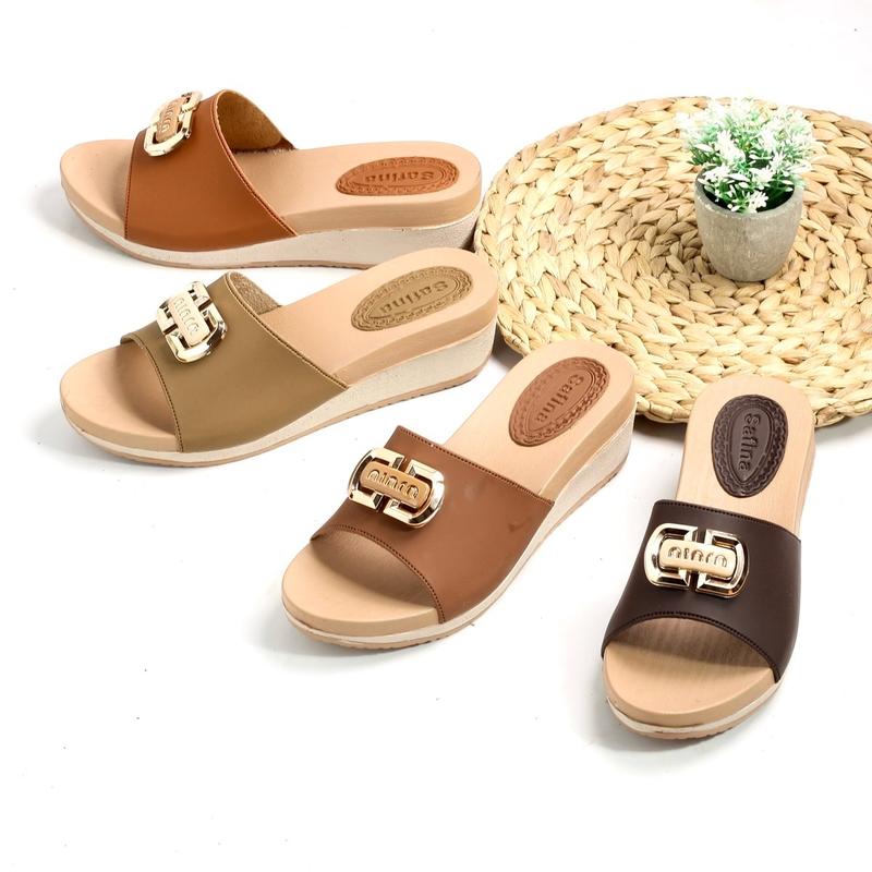 SAFINA Ariana Sandal Wanita Slip On / Selop - Model Slip Variasi Gesper Sendal Shoes Karet 1