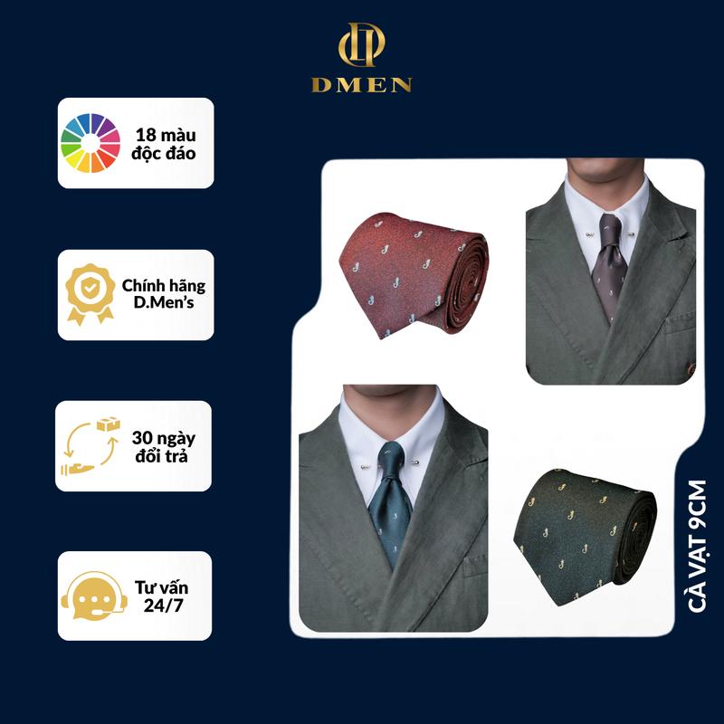 DMEN Cà Vạt Bản Rộng 9cm Chất Polyester Pha Sợi Kéo Dài Họa Tiết Sang Trọng Lịch Lãm Thời Trang Nam D1