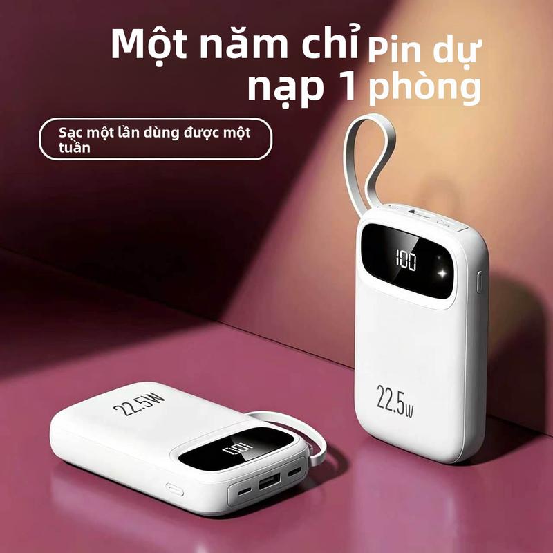 Sạc dự phòng mini dung lượng lớn 20000mAh, có chứng nhận 3C, tích hợp dây sạc.