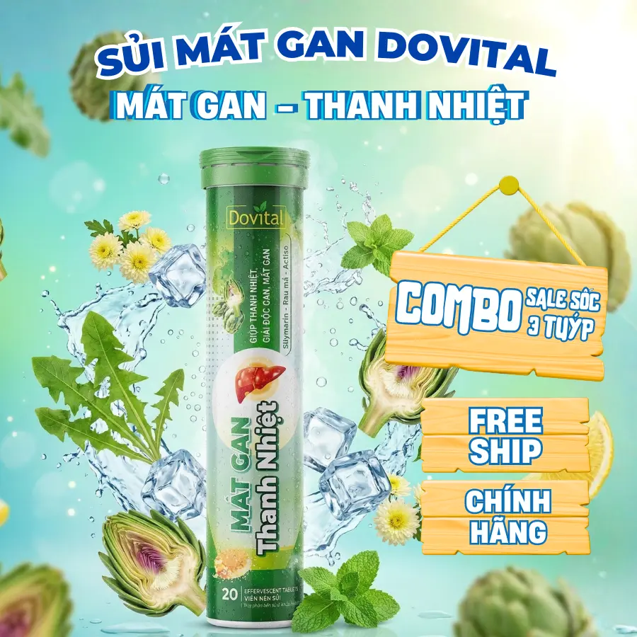 Sủi mát gan Dovital - Thực phẩm bảo vệ sức khỏe Mát gan Thanh nhiệt