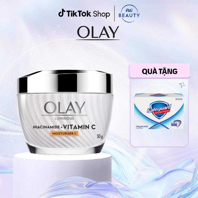 Mua 1 Tặng 1 Kem Dưỡng OLAY Luminous Niacinamide & Vitamin C Giúp Mờ Vết Thâm Đốm Nâu Dưỡng Sáng Da 50G Tặng Cục Xà Bông Safeguard Trắng 115g