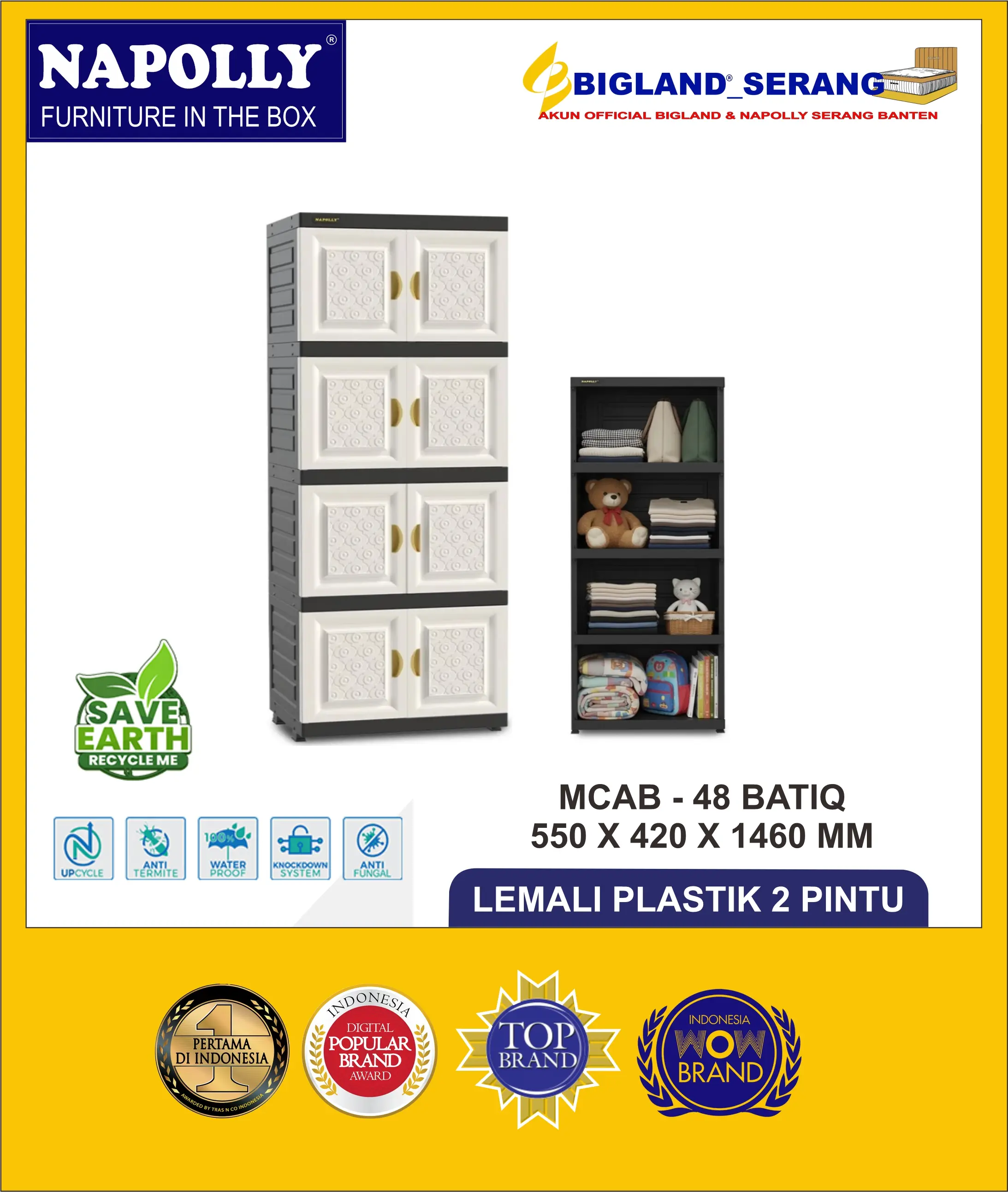 Lemari Pakaian Plastik Napolly MCAB 3 & 4 Susun BATIQ