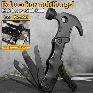 Palu Cakar Multifungsi Kombinasi Pisau, Gergaji, Bit – Palu Portabel Berkemah, Mobil, Rumah, Set Palu & Paku Serbaguna 10pcs
