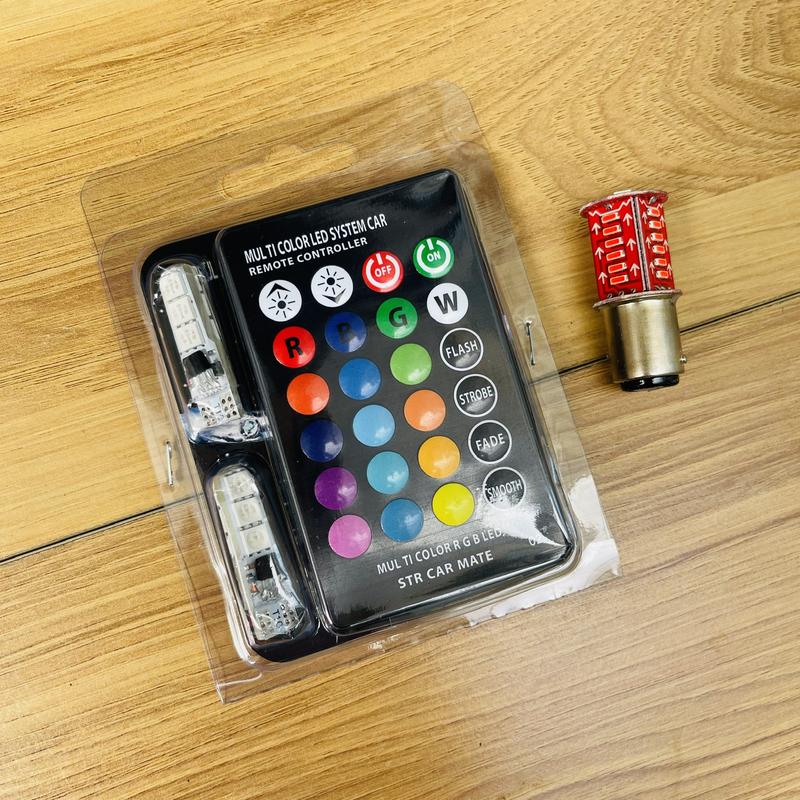 LƯU MÀU COMBO 2 ĐÈN LED T10 ĐIỀU KHIỂN REMOTE Gắn Demi Xi Nhan + LED HẬU AUDI STOP F1