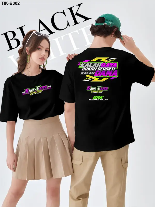 Kaos lengan pendek Unisex pasukan kata kata  pria/wanita blackwhite.id95 B301-306 Digital Panjang Printing Sablon Lembut Soft Distro Baju Oblong Atasan 0