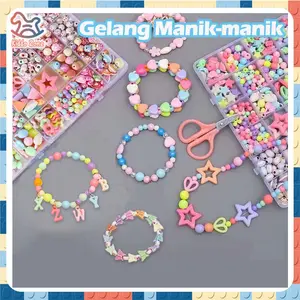 DIY Gelang Manik-Manik Anak-Anak Gadis Perhiasan Membuat Kotak kalung/cincin Anak Mainan Edukasi Kreatifitas