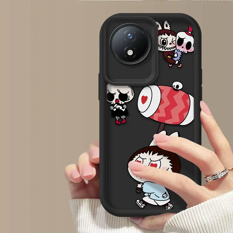 Untuk VIVO Y02 Y02T Y02A Y02S Labubu Casing Jual panas Casing lembut untuk ponsel Bahan silikon Gaya baruKasus TPU Anti gores Kamera Cakupan Penuh Tahan benturan Kepala Kacamata Malaikat Kotak Pelindung Ponsel 8