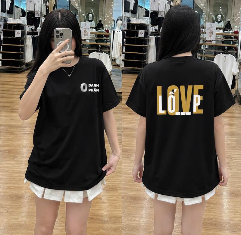 mặc hàng ngày chất lượng cao cấp Áo Thun Unisex Lốp-LOVE Phận Hình In Sơn Form Rộng Dành Cho Boy Phố, Girl Phố aothun coban aolopgau nhí store sale vuix uyent et