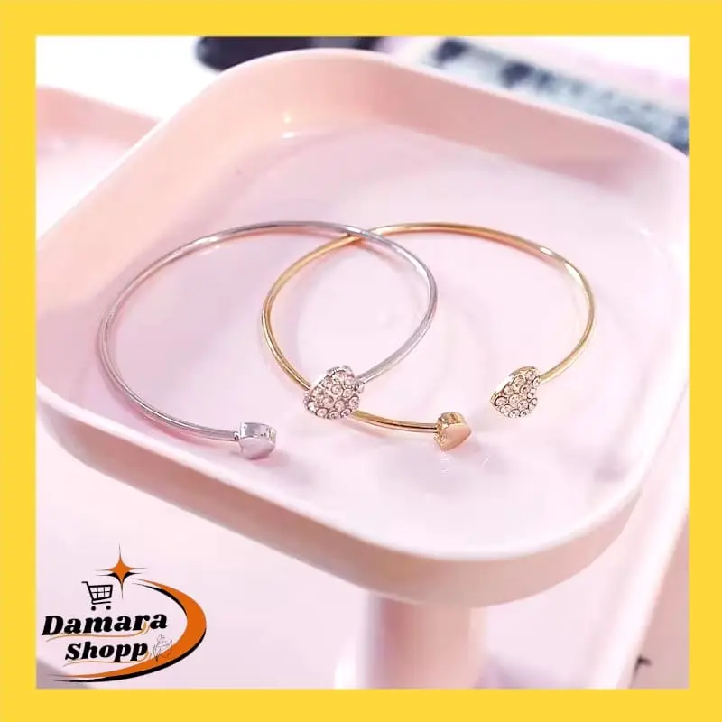 Gelang Titanium Love Bentuk Bracelets - Silver/Gold untuk Wanita Elegan